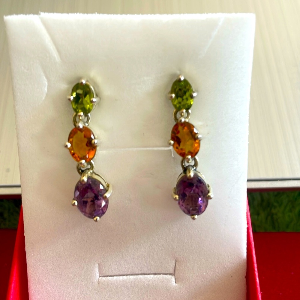 925 Sterling Genuine Gemstone Earrings.